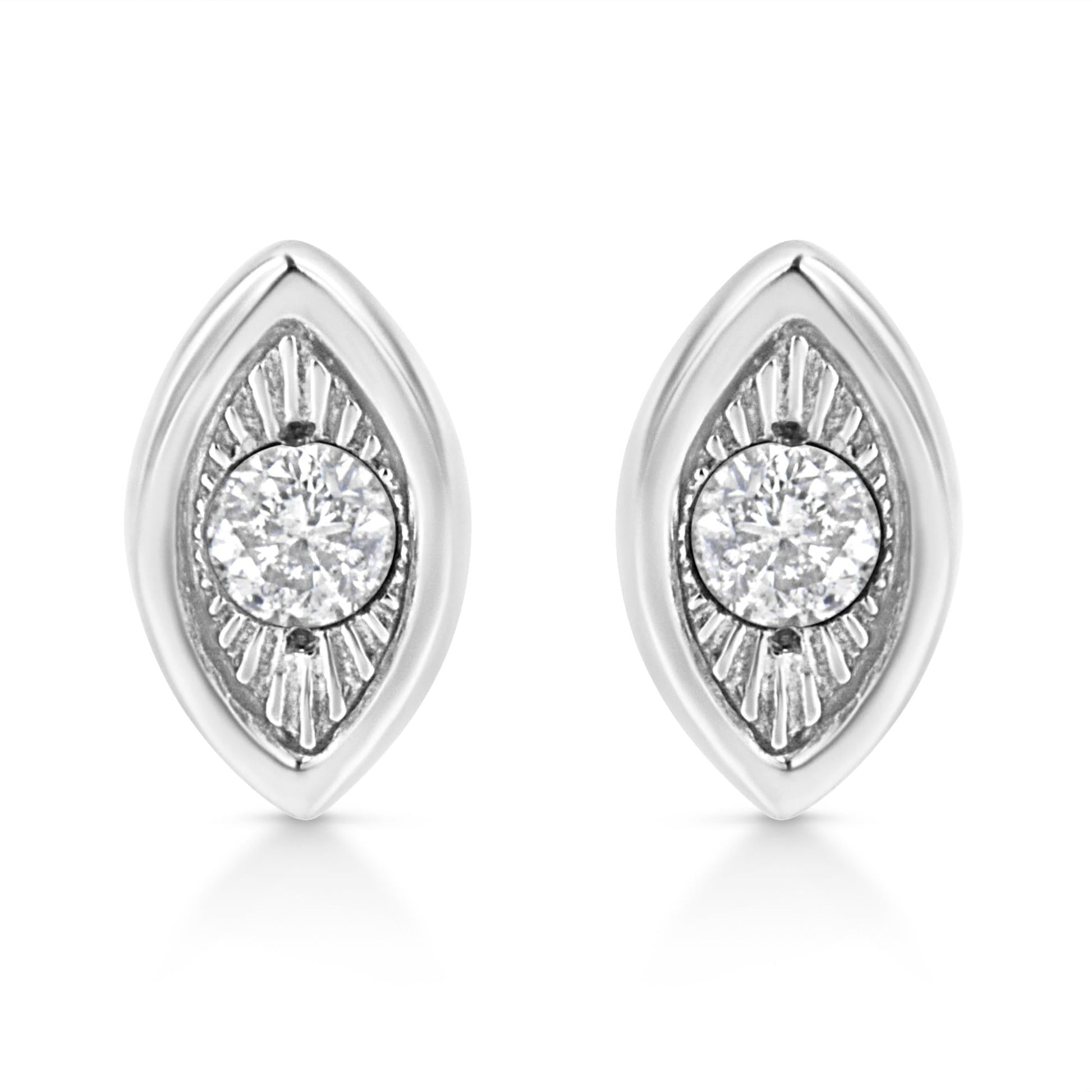 .925 Sterling Silver 1/10 Cttw Miracle-Set Diamond Stud Earrings (I-J Color