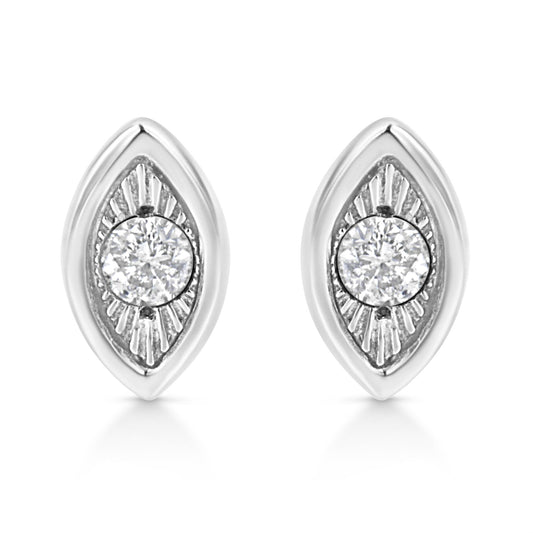 .925 Sterling Silver 1/10 Cttw Miracle-Set Diamond Stud Earrings (I-J Color