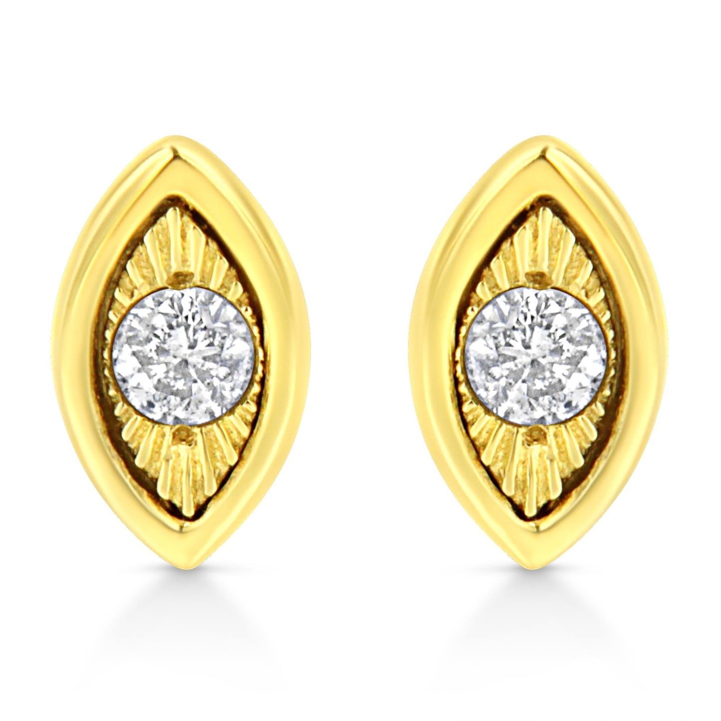 10K Yellow Gold Plated.925 Sterling Silver 1/10 Cttw Miracle-Set Diamond Stud