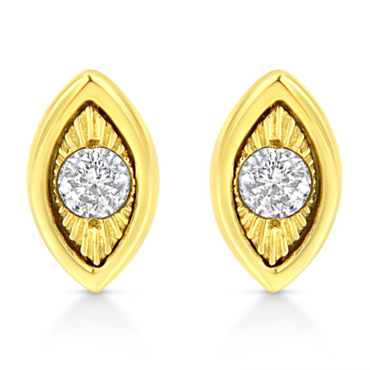 10K Yellow Gold Plated.925 Sterling Silver 1/10 Cttw Miracle-Set Diamond Stud