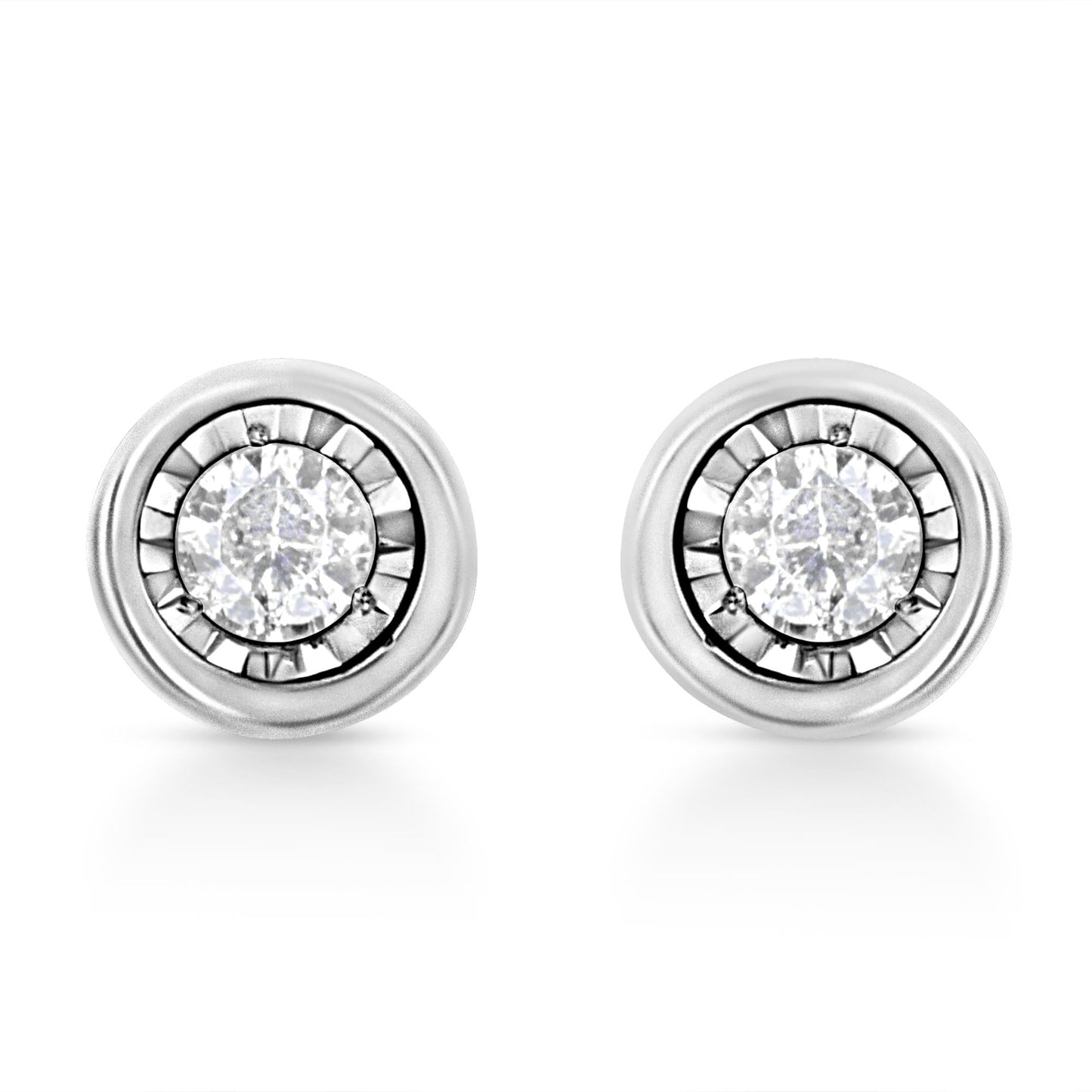 .925 Sterling Silver 1/10 Cttw Miracle-Set Diamond Stud Earrings (I-J Color