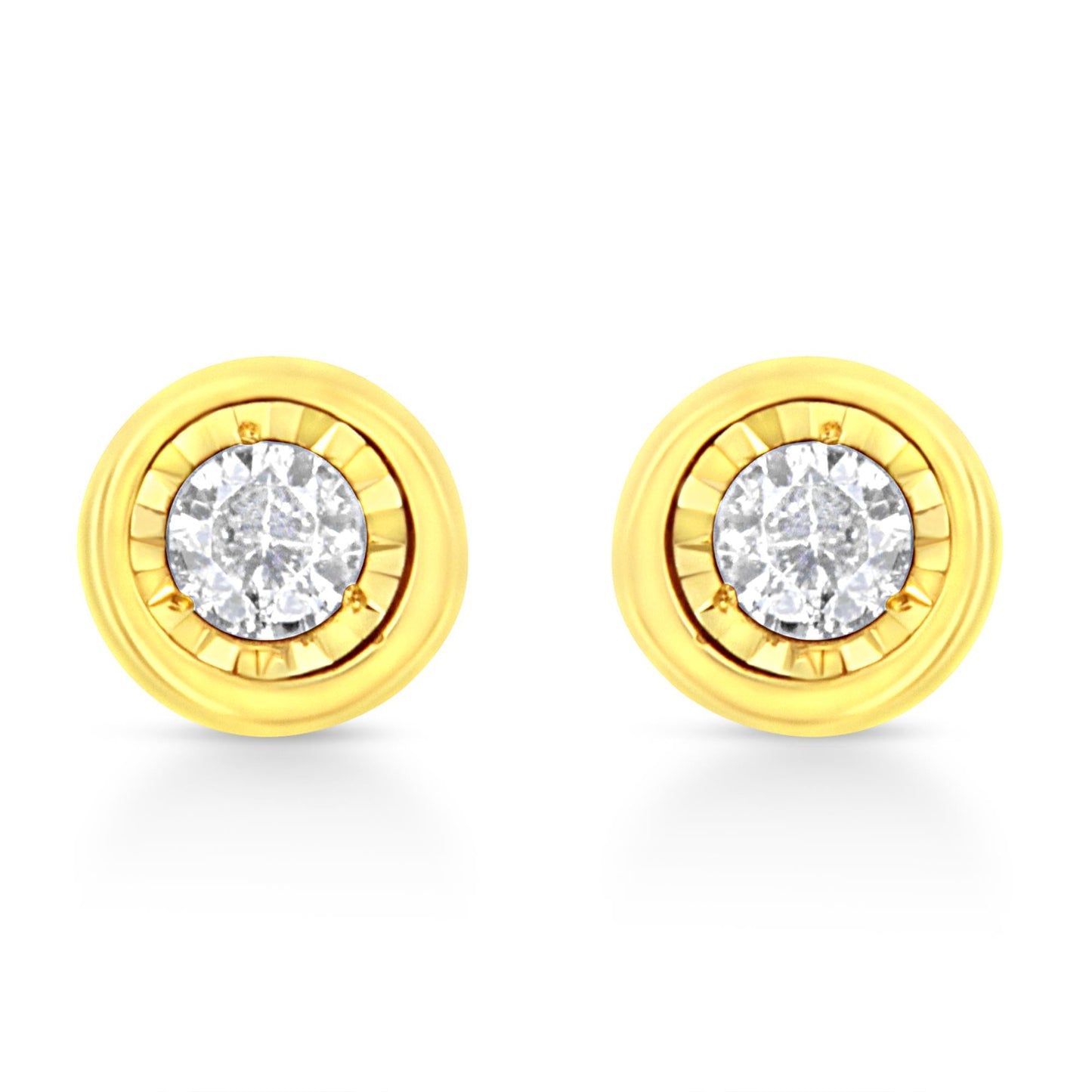 10K Yellow Gold Plated.925 Sterling Silver 1/10 Cttw Miracle-Set Diamond Stud