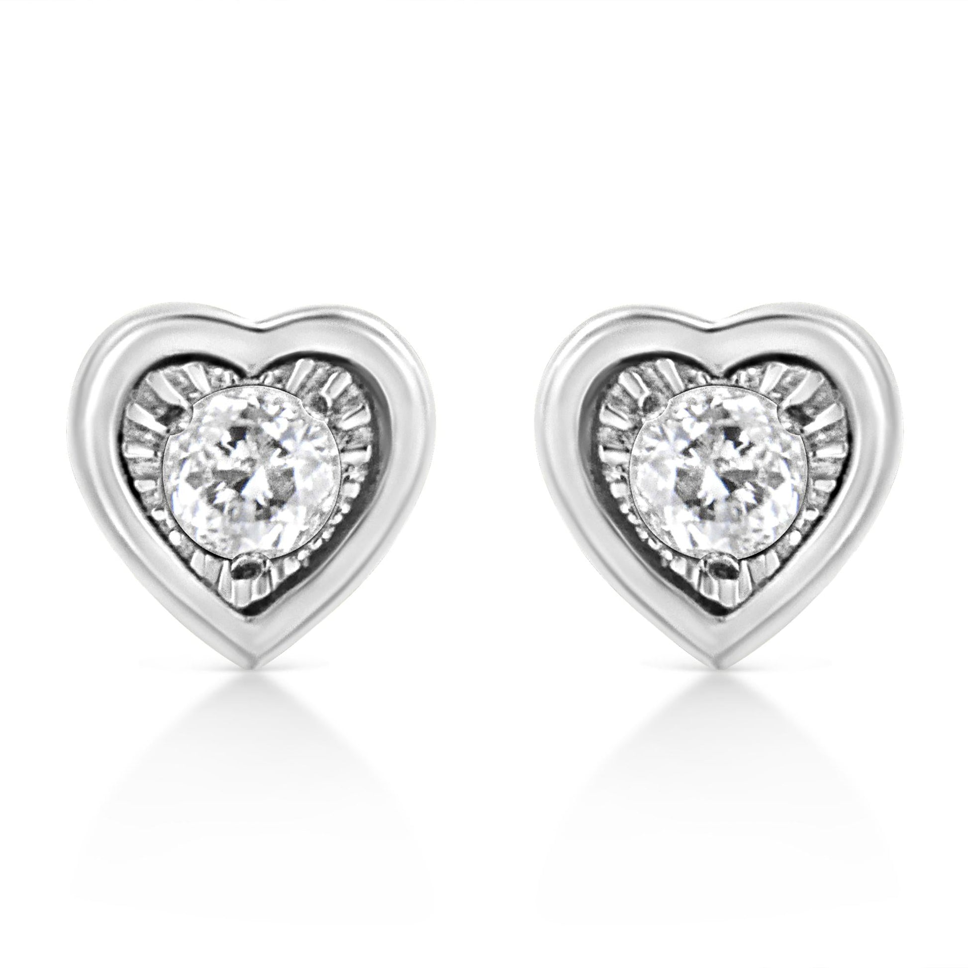 .925 Sterling Silver 1/10 Cttw Miracle-Set Diamond Stud Earrings (I-J Color