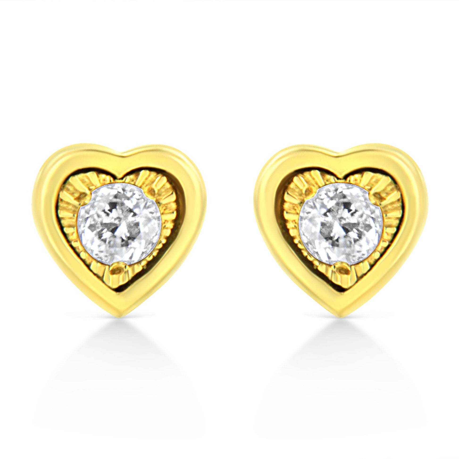 10K Yellow Gold Plated.925 Sterling Silver 1/10 Cttw Miracle-Set Diamond Stud