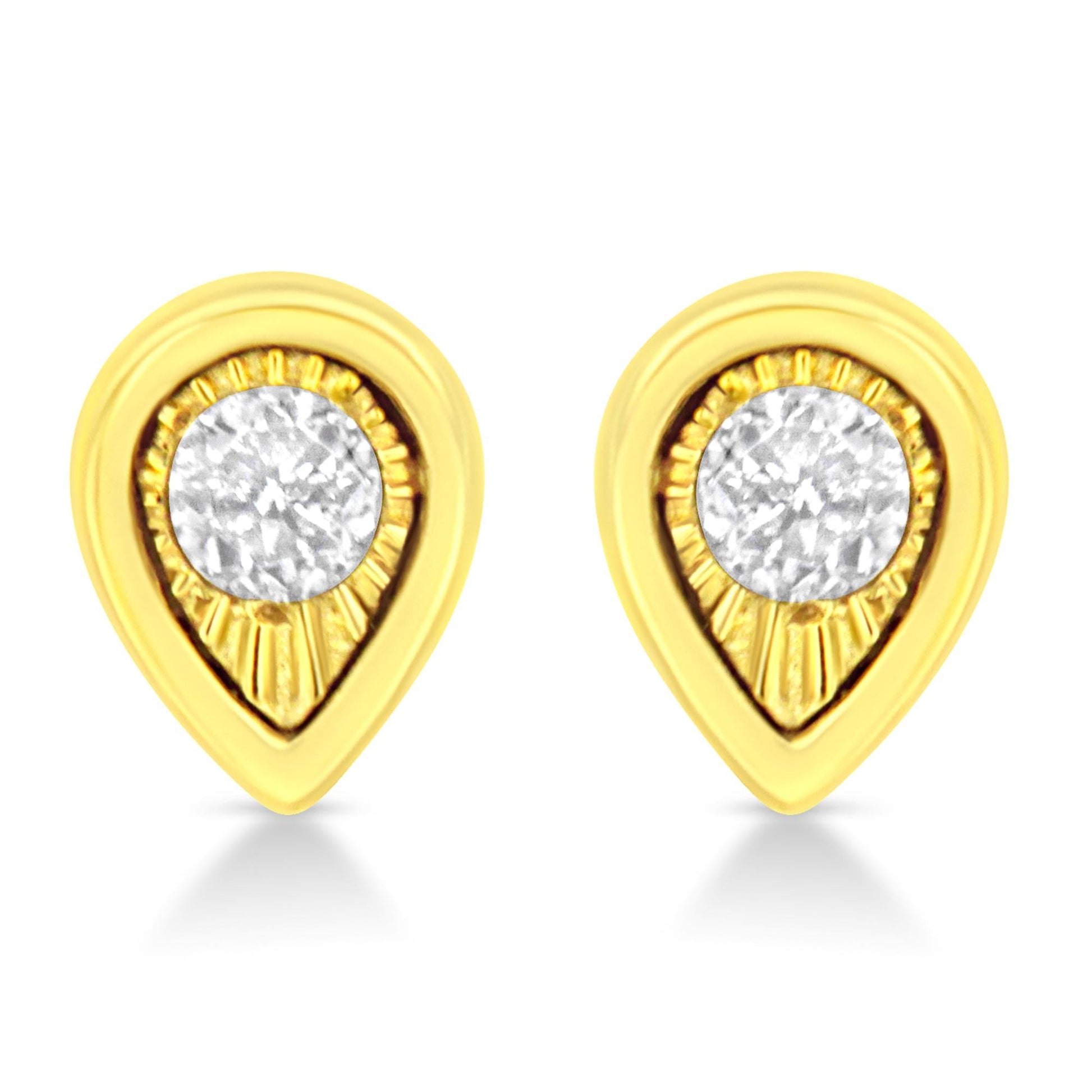 10K Yellow Gold Plated.925 Sterling Silver 1/10 Cttw Miracle-Set Diamond Stud