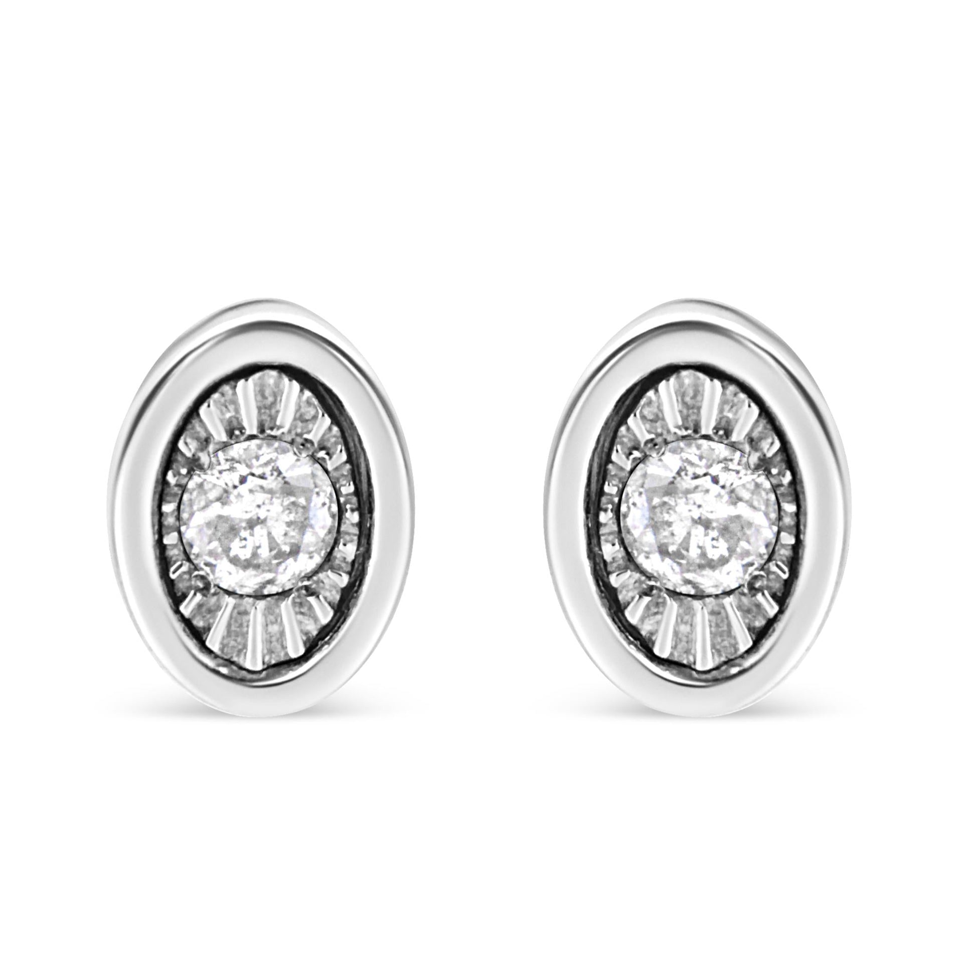 .925 Sterling Silver 1/10 Cttw Miracle-Set Diamond Stud Earrings (I-J Color