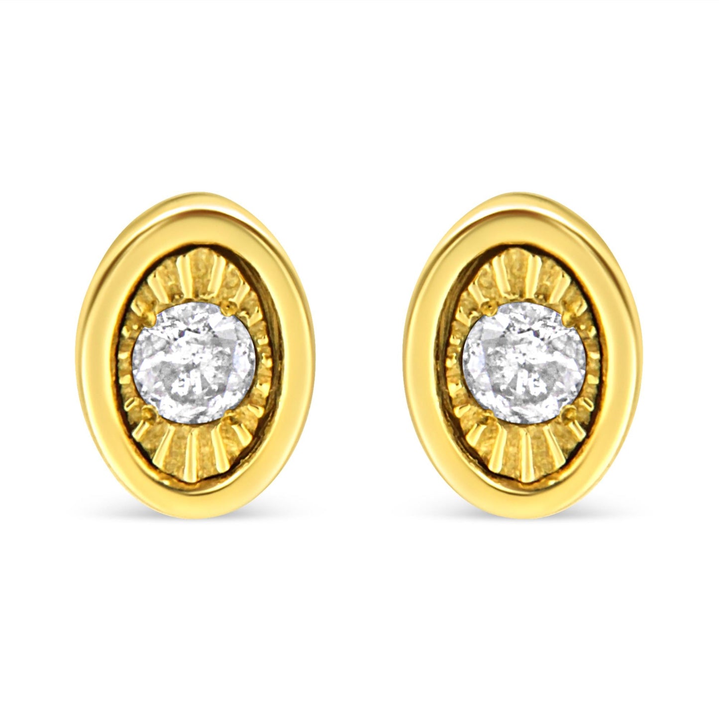 10K Yellow Gold Plated.925 Sterling Silver 1/10 Cttw Miracle-Set Diamond Stud