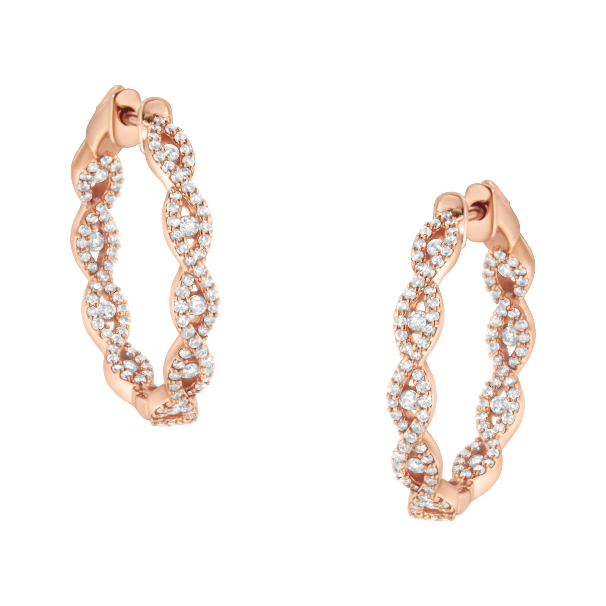 10K Rose Gold Diamond Hoop Earring (1 cttw H-I Color I1-I2 Clarity)