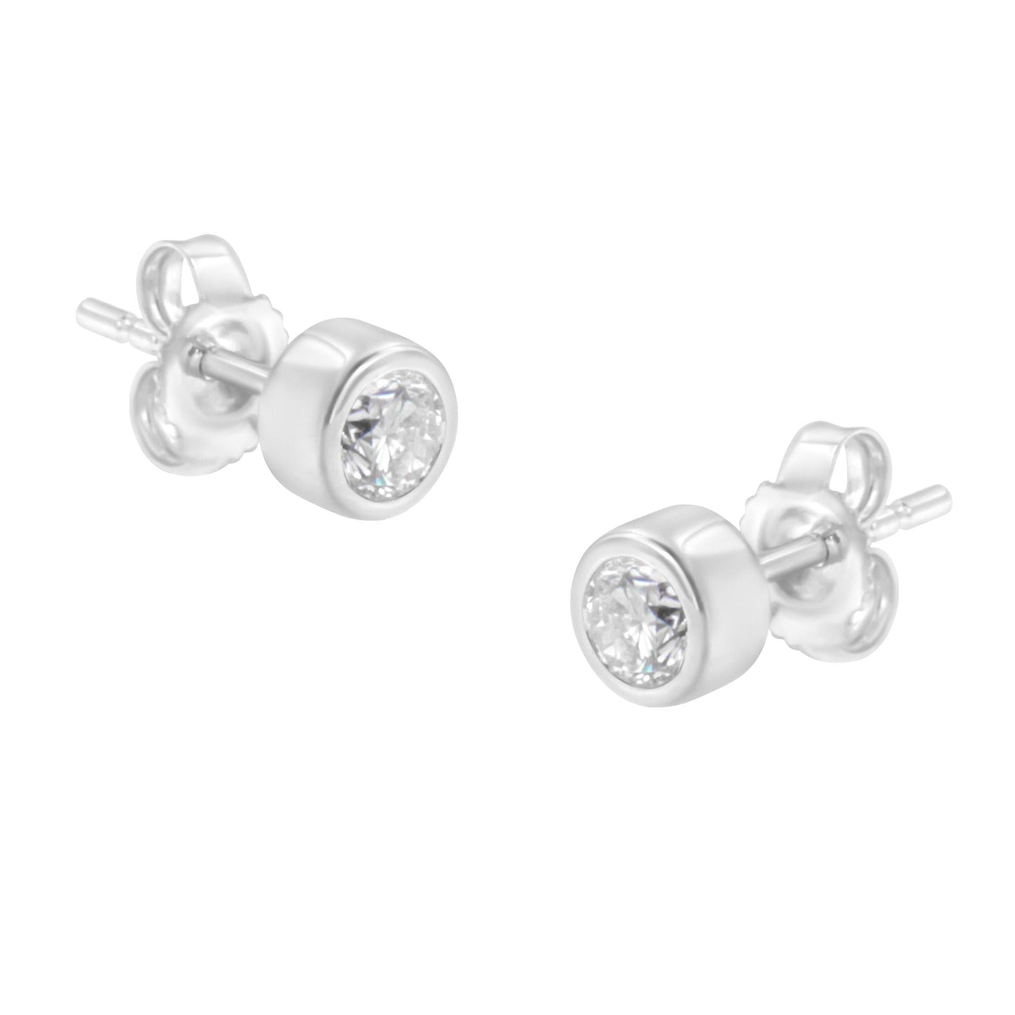 10K Gold 0.30 Cttw Round Brilliant-Cut Near Colorless Diamond Bezel-Set Stud