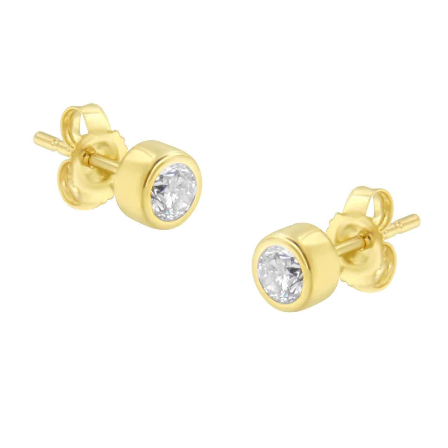 10K Gold 0.30 Cttw Round Brilliant-Cut Near Colorless Diamond Bezel-Set Stud