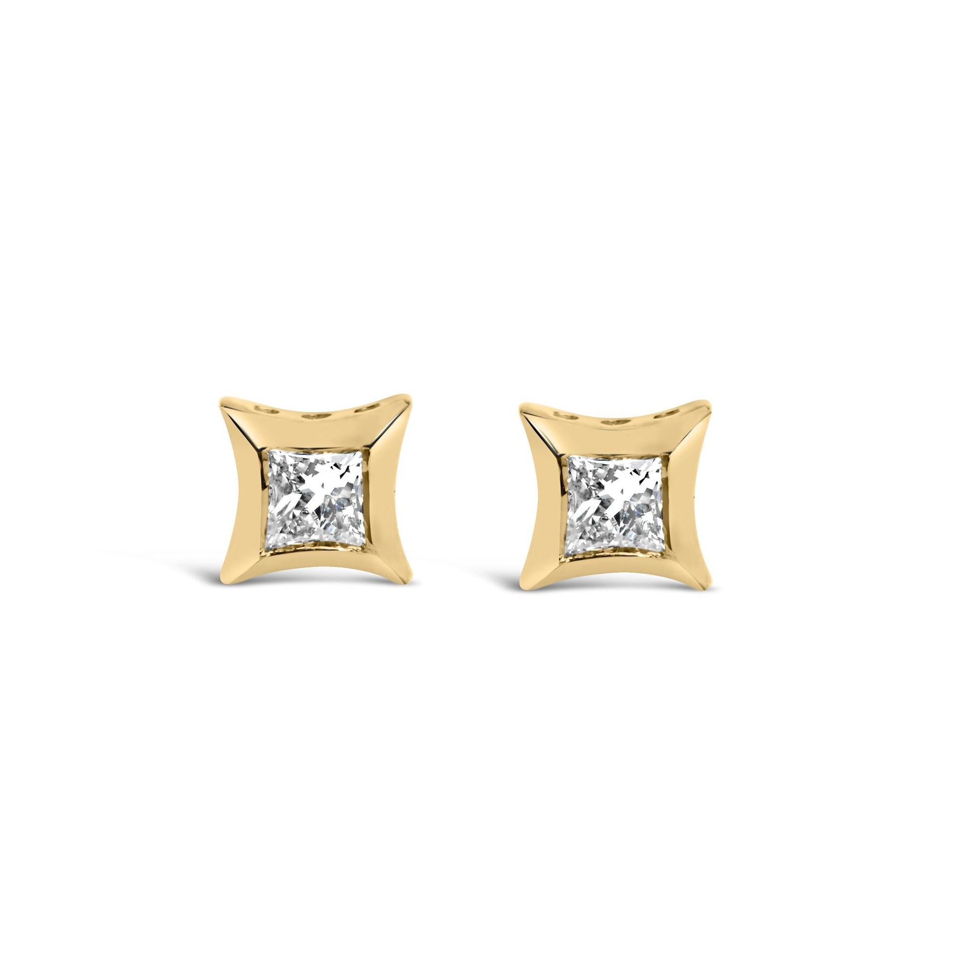 10K White Gold 1/5 Cttw Invisible Set Princess-Cut Diamond Stud Earrings (H-I