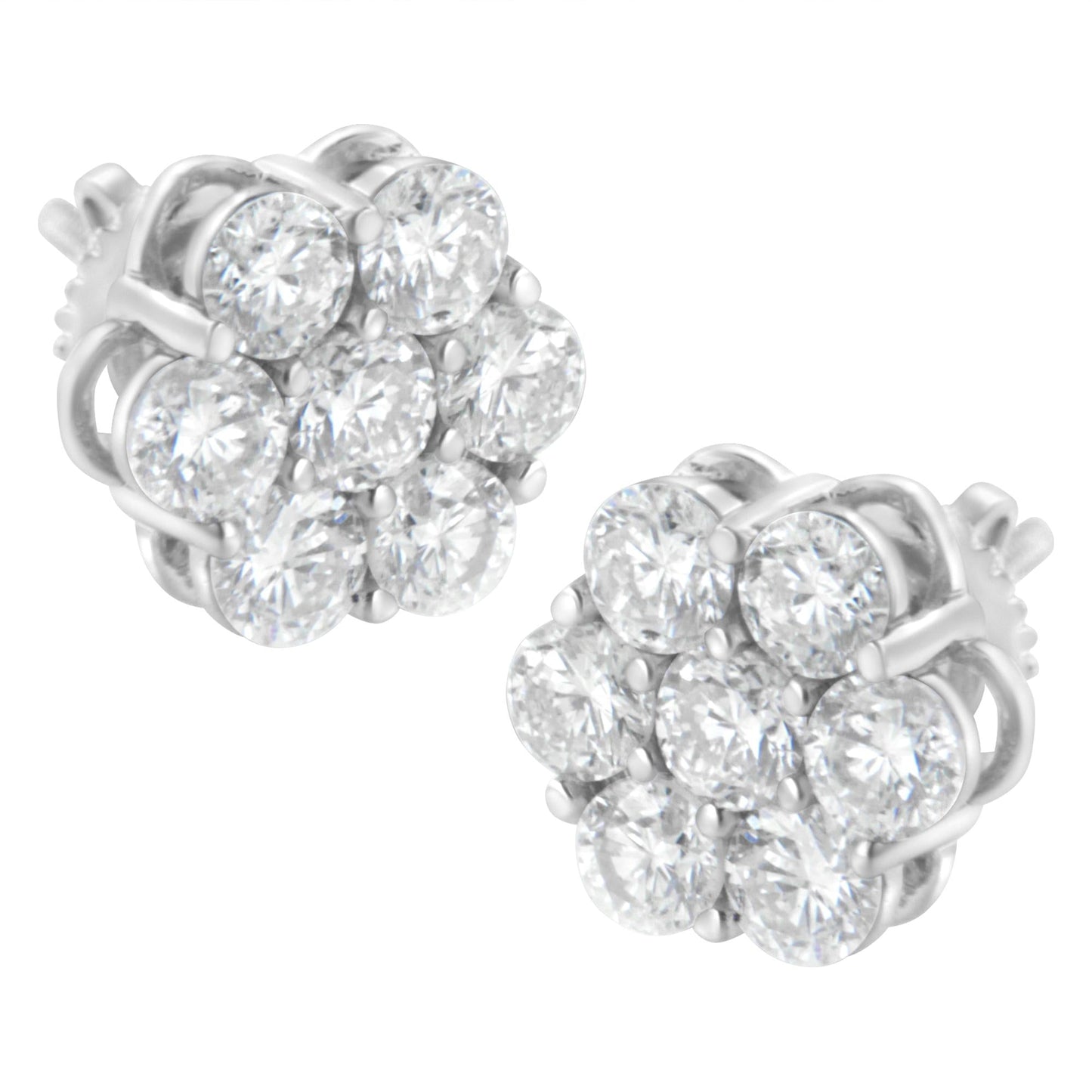 Sterling Silver 2 cttw Floral Composite 7 Stone Diamond Stud Earring (I-J