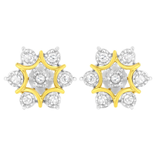 10K Yellow Gold Plated.925 Sterling Silver 1/4 Cttw Miracle Set Round-Cut