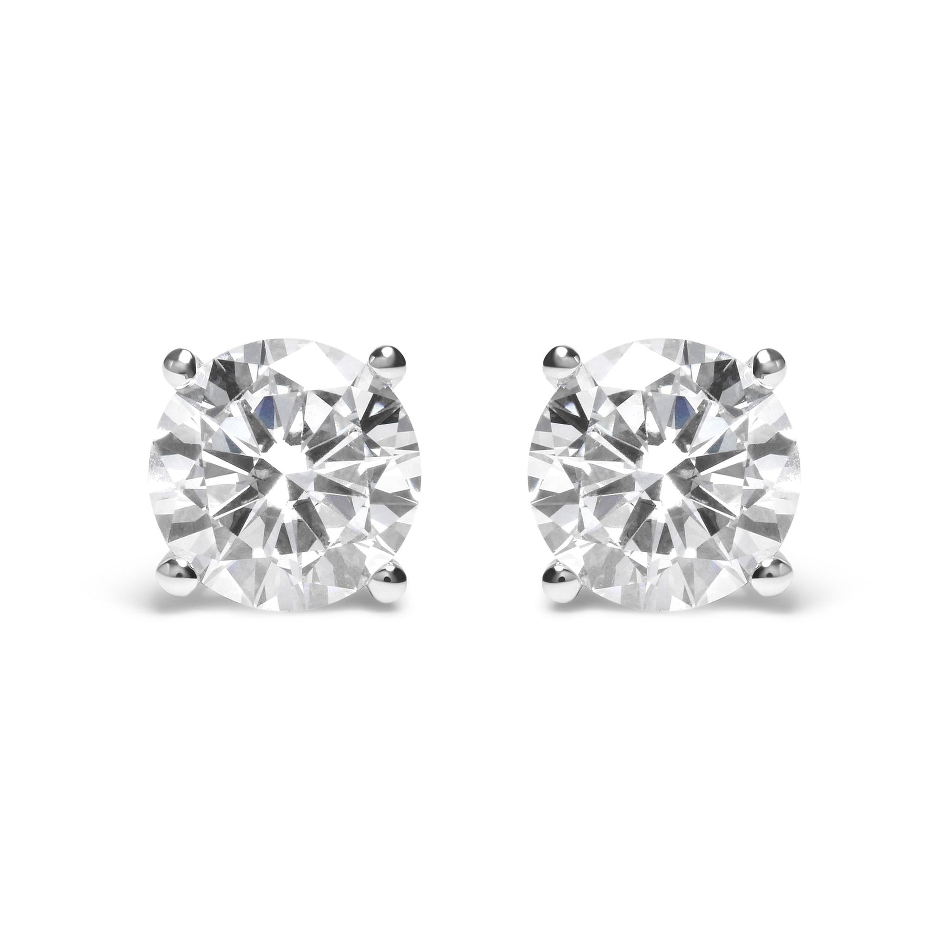 14K White Gold Round Brilliant-Cut Lab Grown Diamond Classic 4-Prong Stud