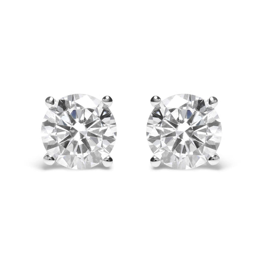 14K White Gold Round Brilliant-Cut Lab Grown Diamond Classic 4-Prong Stud