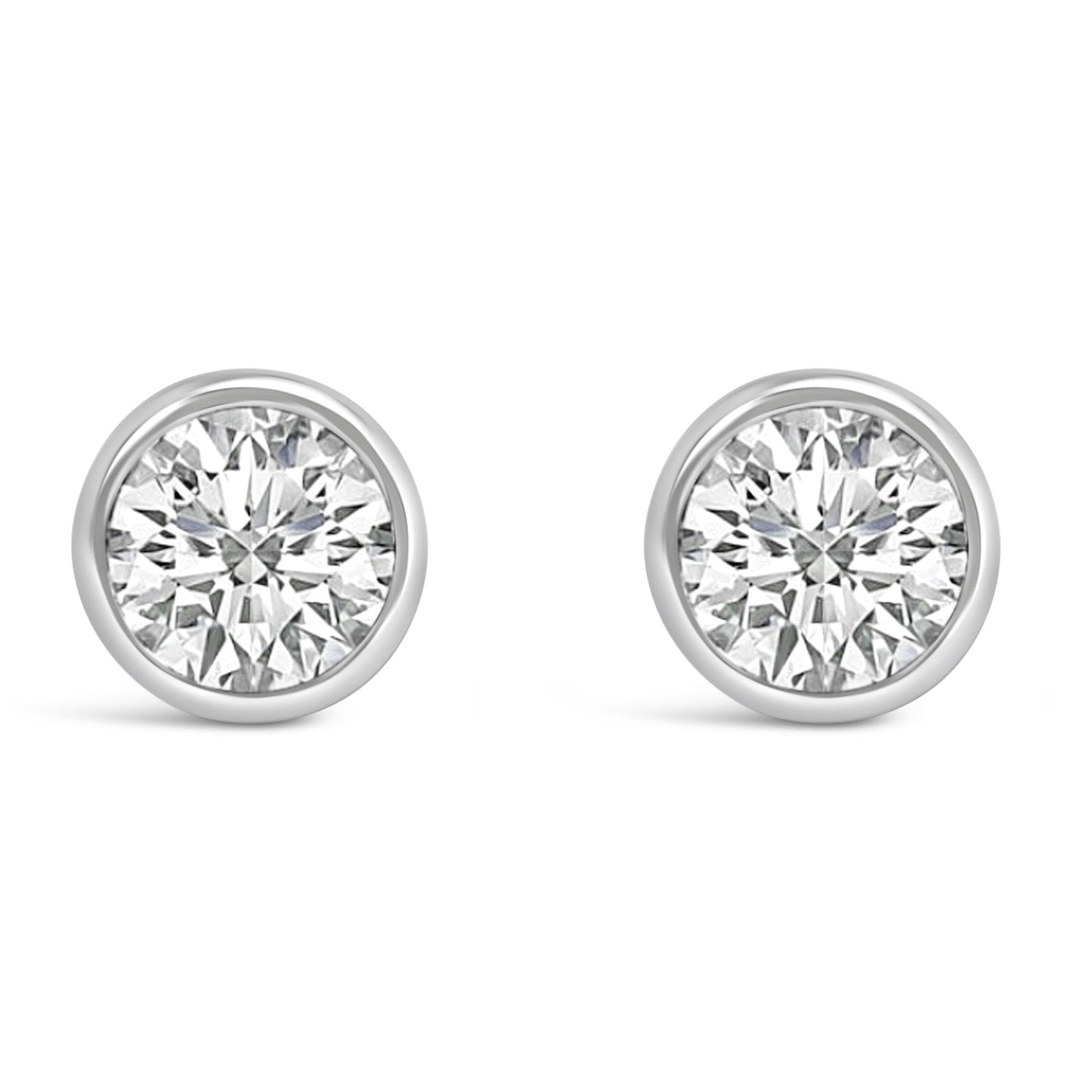 14K Gold Lab Grown Diamond Screw-Back Classic Bezel Solitaire Stud Earrings (G-H Color, VS2-SI1 Clarity)