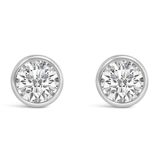 14K Gold Lab Grown Diamond Screw-Back Classic Bezel Solitaire Stud Earrings (G-H Color, VS2-SI1 Clarity)