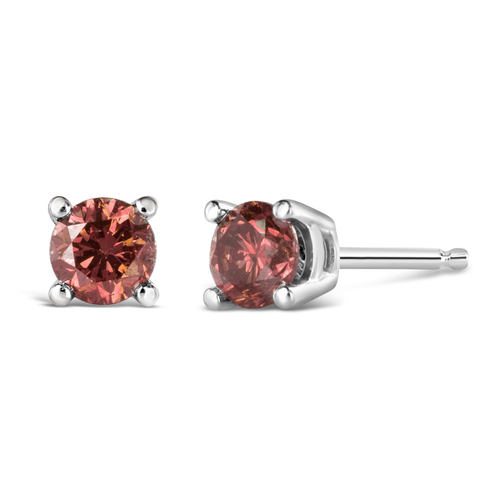 14K White Gold 1/2 Cttw Round Brilliant Cut Lab Grown Pink Diamond 4-Prong