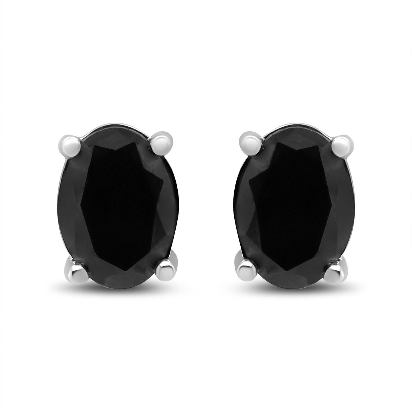 14K White Gold 1/2 Cttw Round Brilliant-Cut Black Diamond Classic 4-Prong Stud