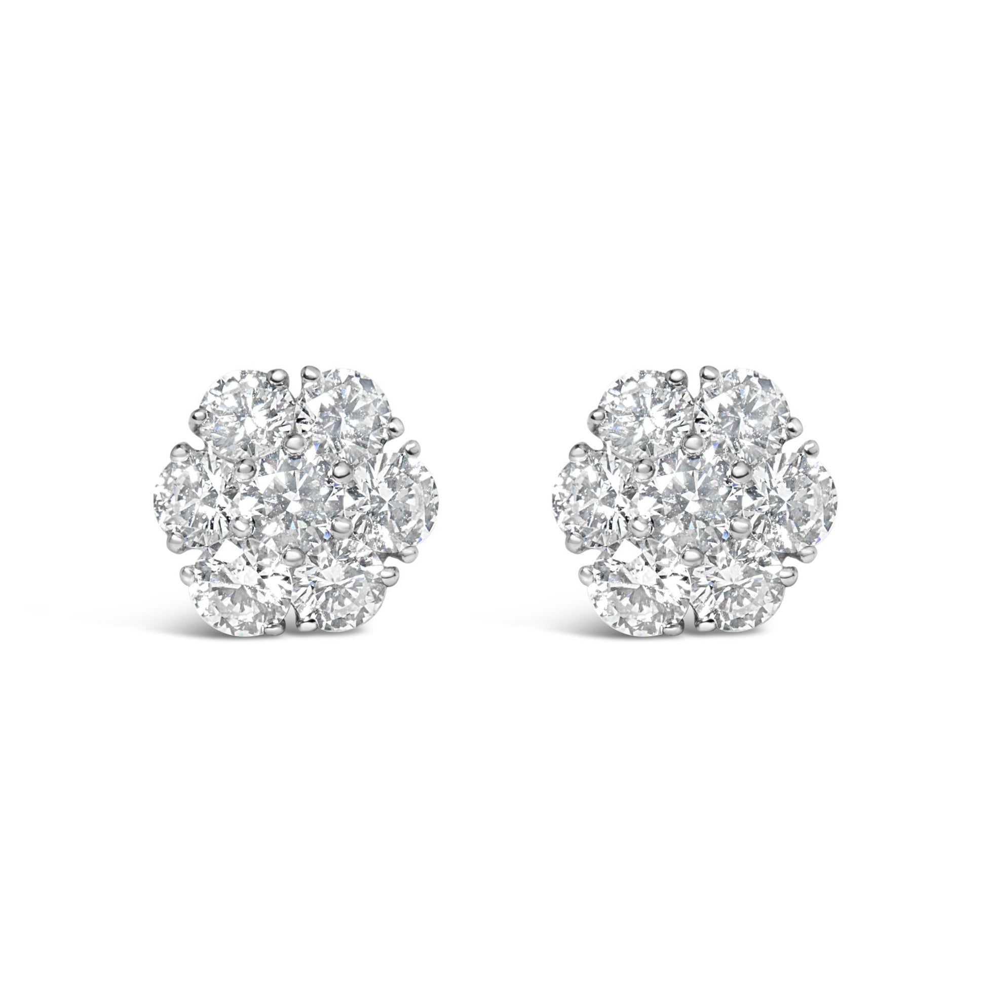 14K White Gold 1 3/4 Cttw Lab Grown Diamond Floral Cluster Composite Stud