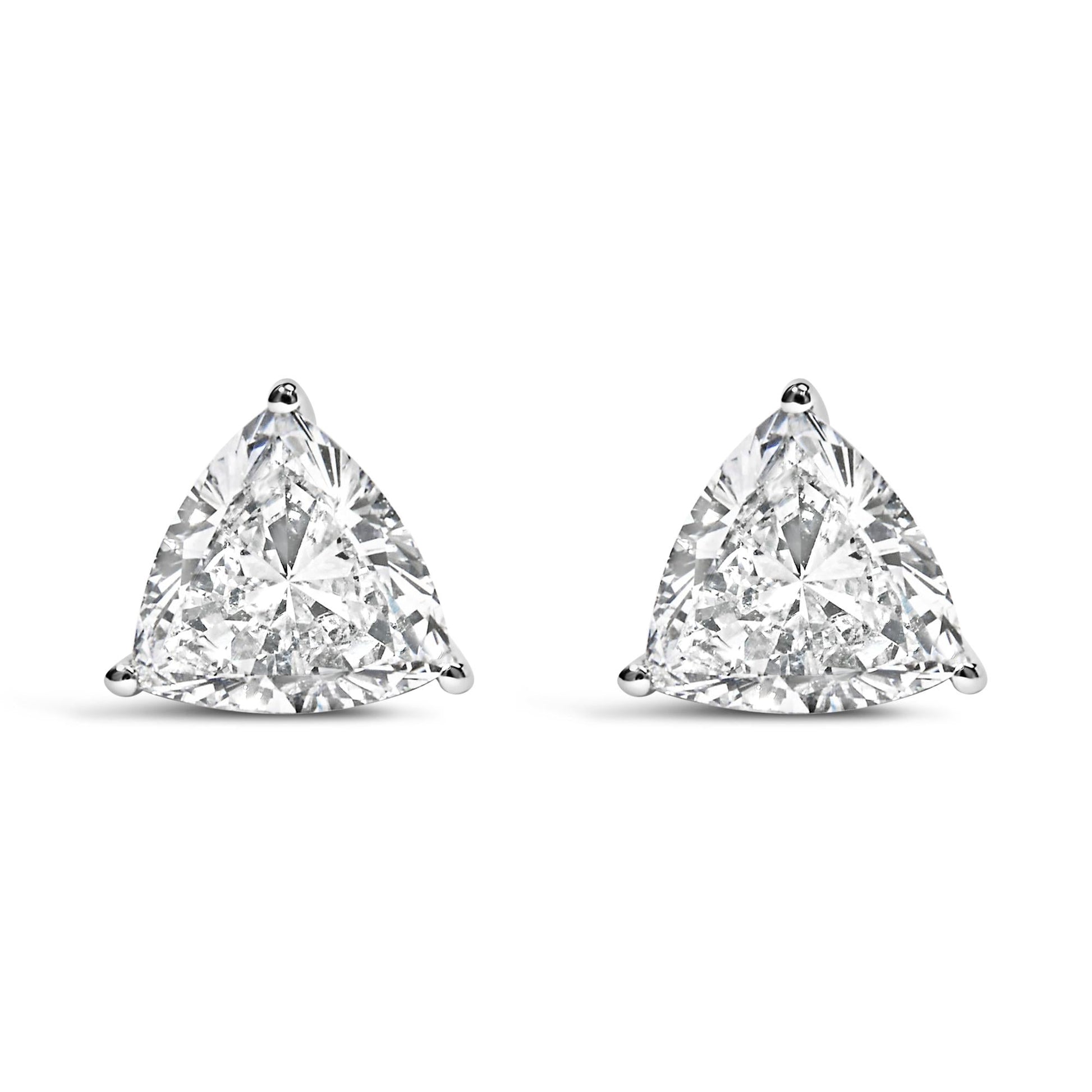 14K White Gold Trillion Cut Lab Grown Diamond 3-Prong Classic Solitaire Stud