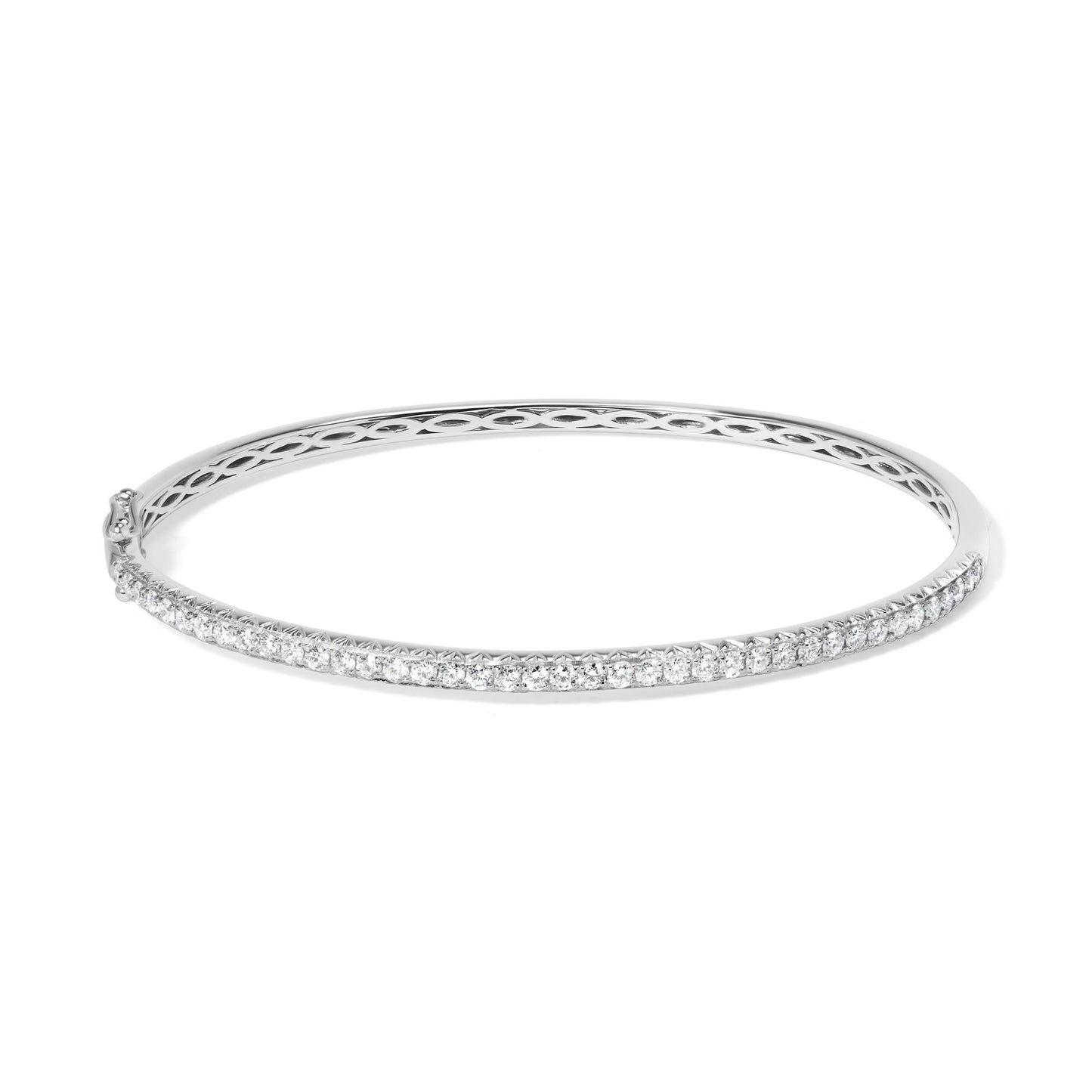 14K Gold 1.00 Cttw Half Eternity Diamond Bangle Bracelet (G-H Color SI2-I1