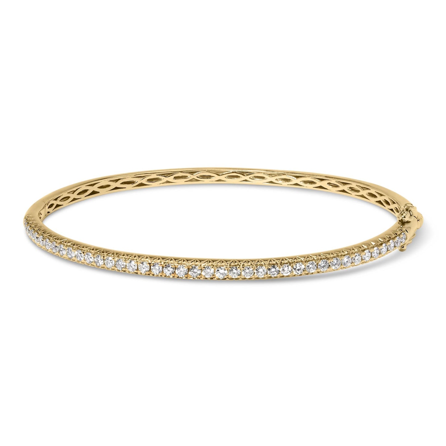 14K Gold 1.00 Cttw Half Eternity Diamond Bangle Bracelet (G-H Color SI2-I1