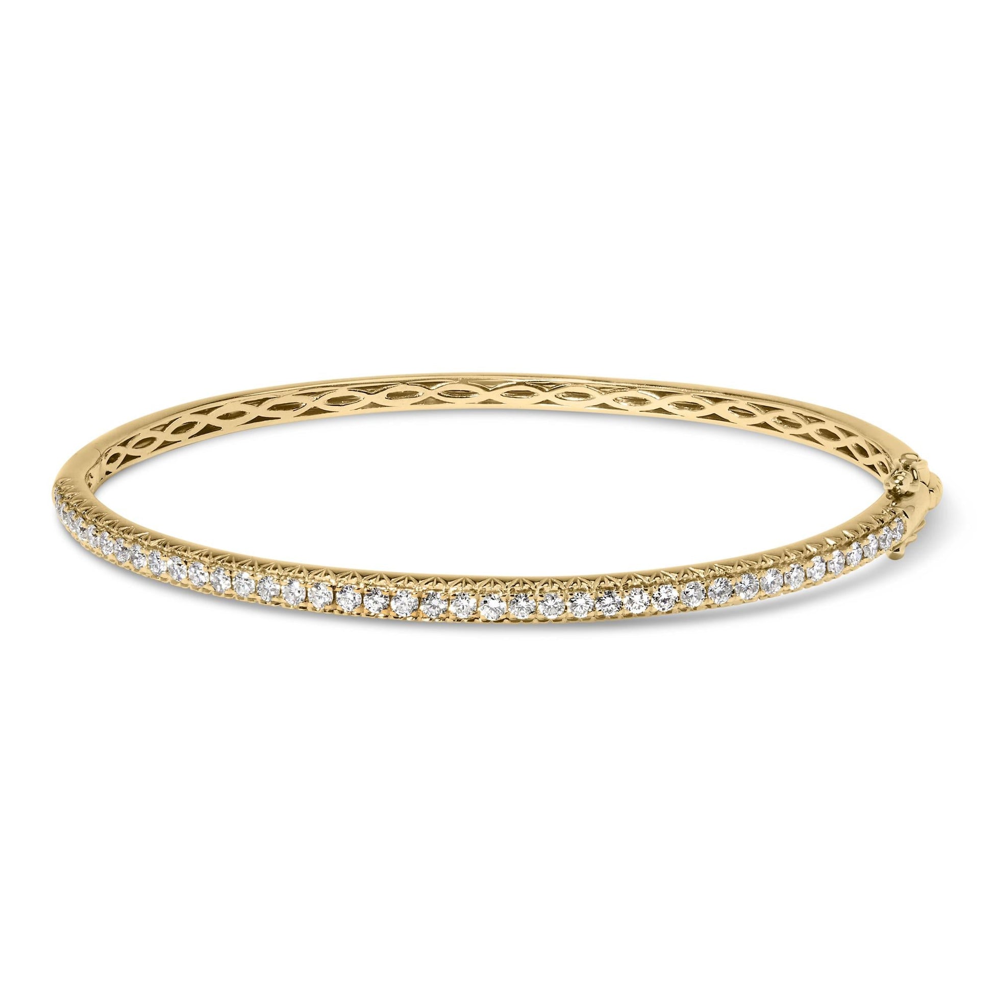 14K Gold 1.00 Cttw Half Eternity Diamond Bangle Bracelet (G-H Color SI2-I1