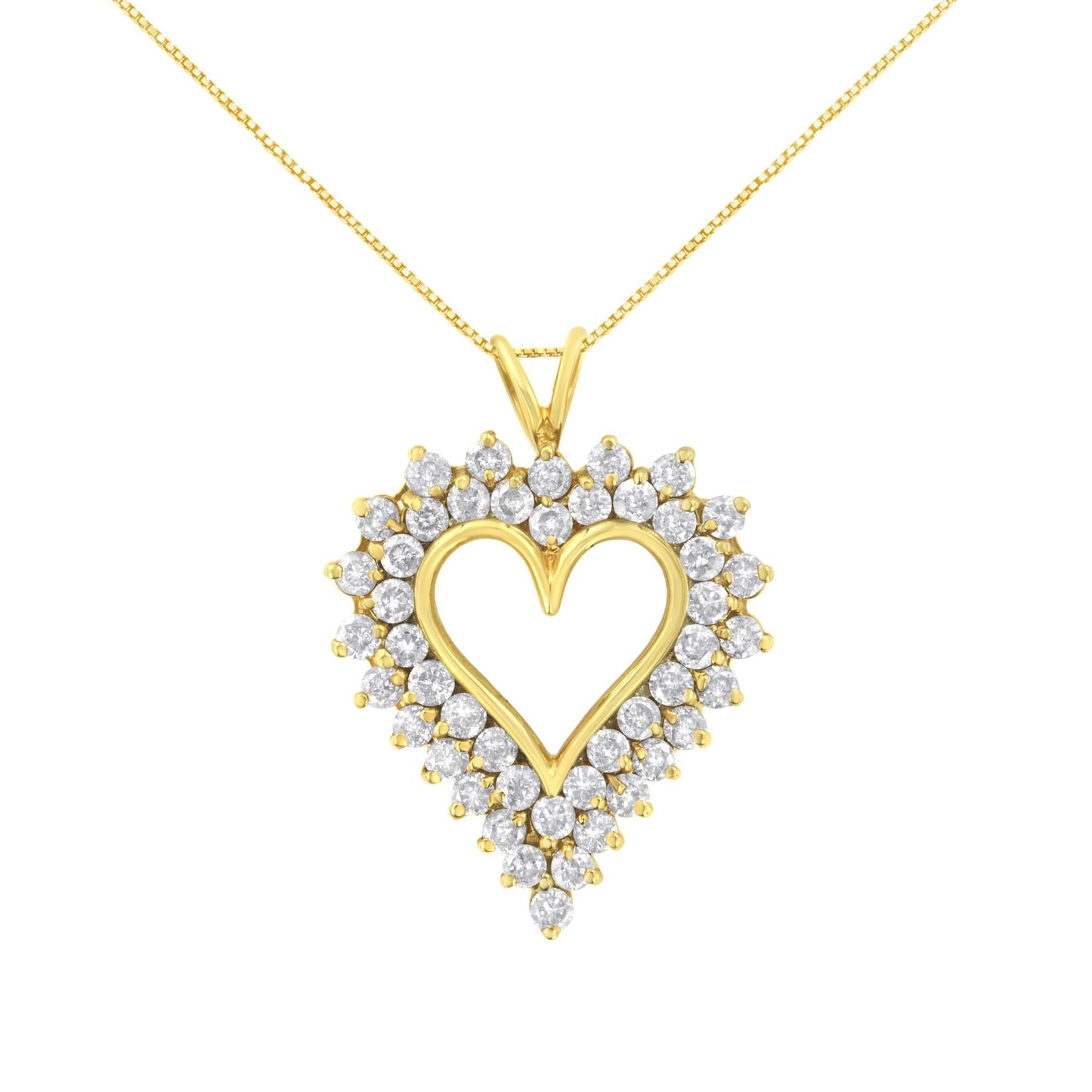 14K Yellow Gold.925 Sterling Silver 4 cttw Round-cut Diamond Cluster Heart