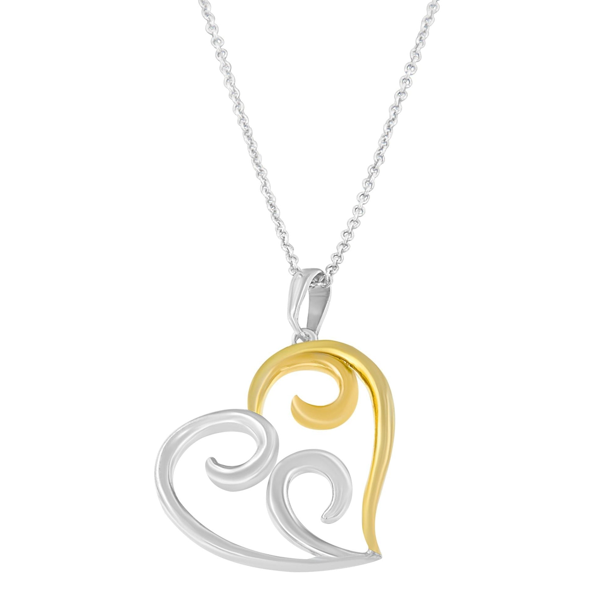 10K Yellow Gold Over.925 Sterling Silver Open Heart with Swirls 18’’ Box