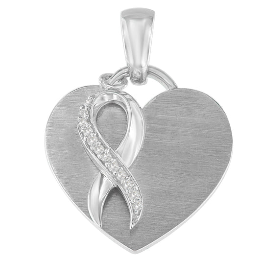 .925 Sterling Silver 1/10 cttw Diamond Heart Pendant Necklace (H-I I1-I2)