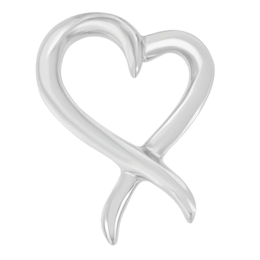 .925 Sterling Silver Open Heart-Shaped Awareness Ribbon Pendant Necklace