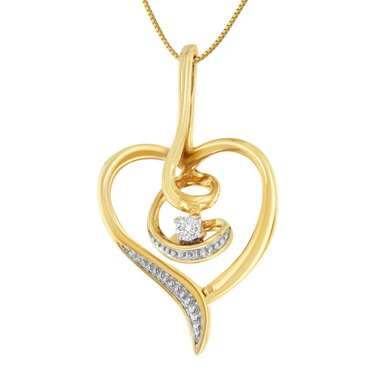 Espira 10K Yellow Gold.03 Cttw Diamond-Accented Round-Cut Diamond Swirl Open