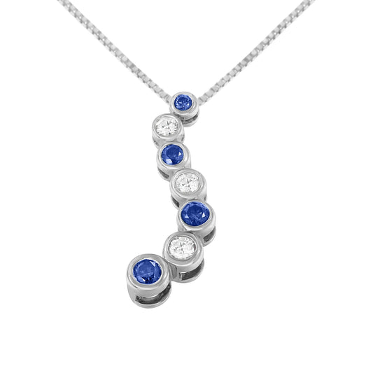 14K White Gold Round-cut Treated Blue Diamond Pendant Necklace (1 cttw H-I