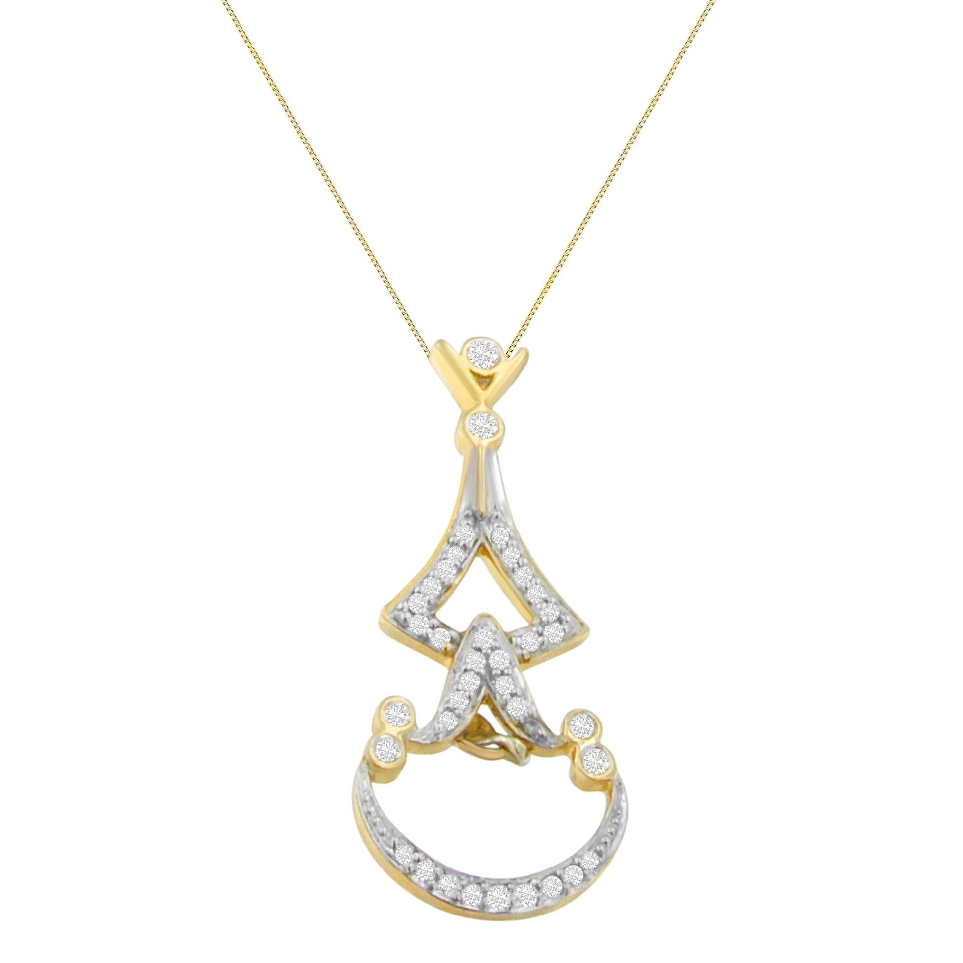 14K Yellow Gold 1/3 cttw Round Diamond Pendant Necklace (H-I SI2-I1)