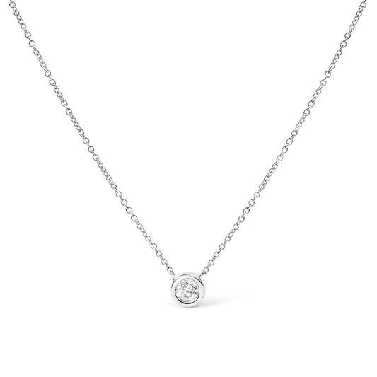 14K Gold Lab Grown Diamond Modern Bezel-Set Solitaire 16’’-18’’ Pendant