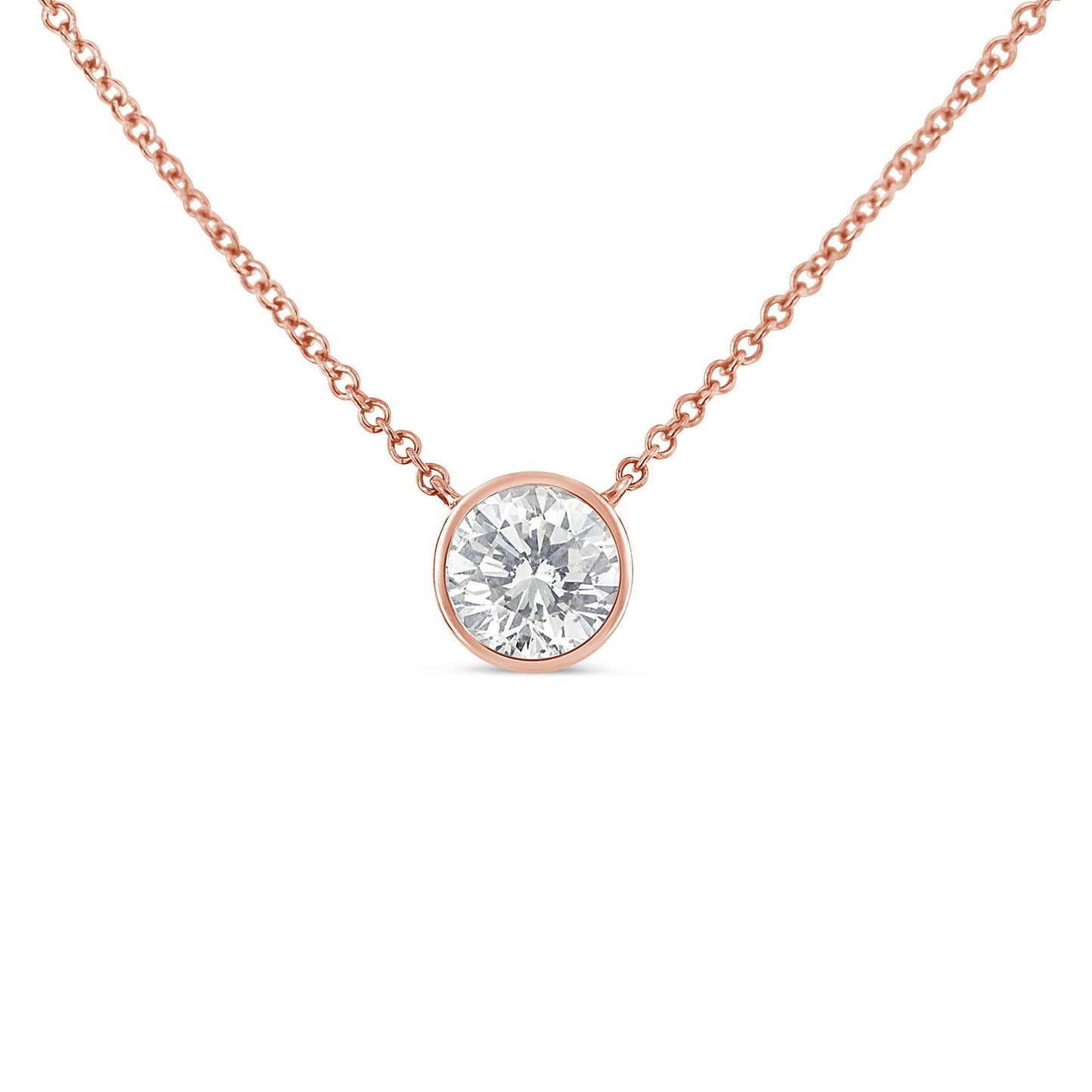 Sterling Silver Bezel-Set Diamond Solitaire Pendant Necklace (1/3 cttw H-I