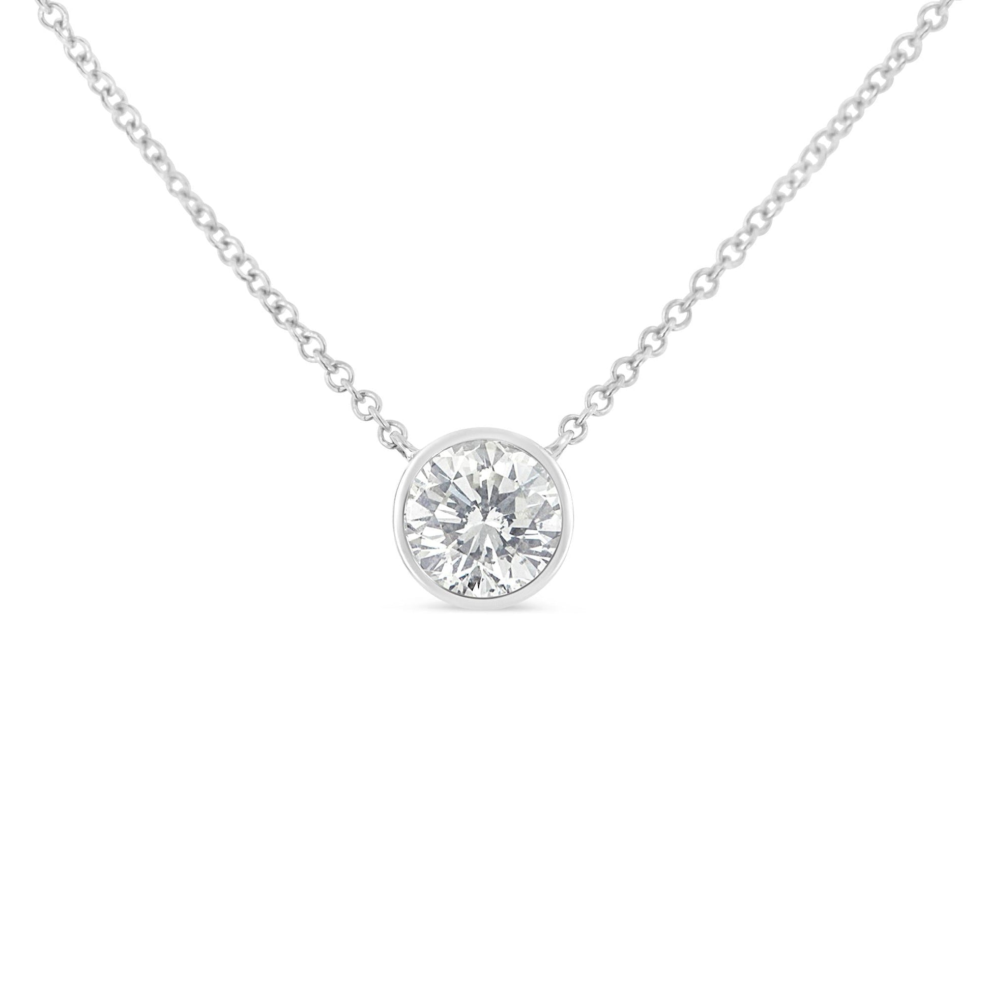 Sterling Silver Bezel-Set Diamond Solitaire Pendant Necklace (1/3 cttw H-I