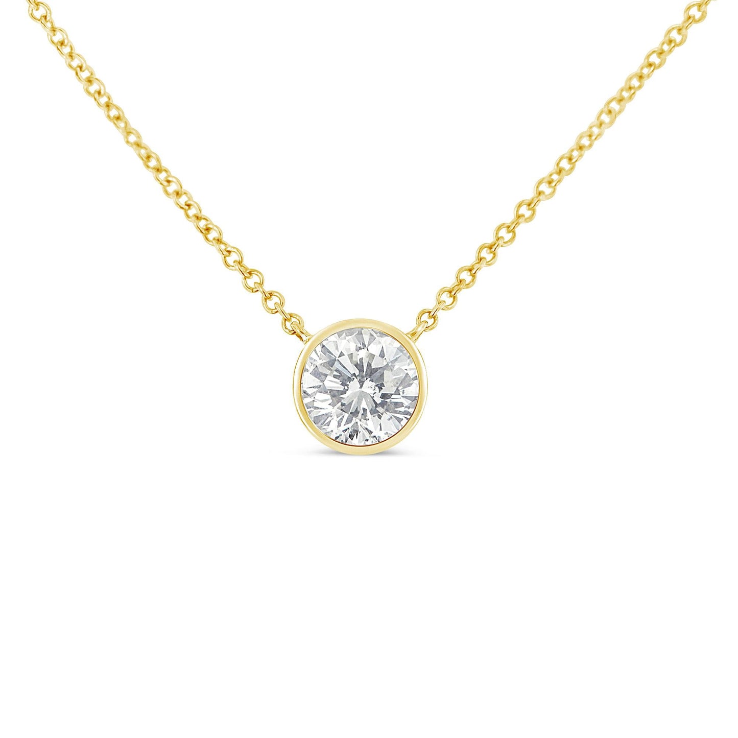 Sterling Silver Bezel-Set Diamond Solitaire Pendant Necklace (1/3 cttw H-I