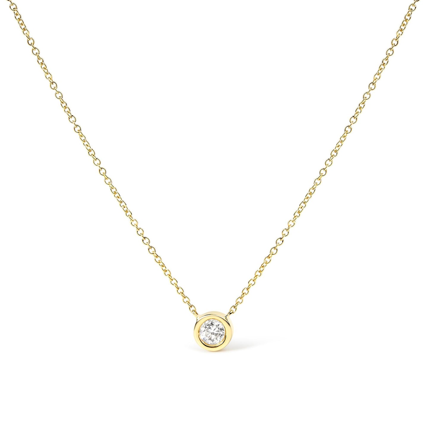 14K Gold Lab Grown Diamond Modern Bezel-Set Solitaire 16’’-18’’ Pendant