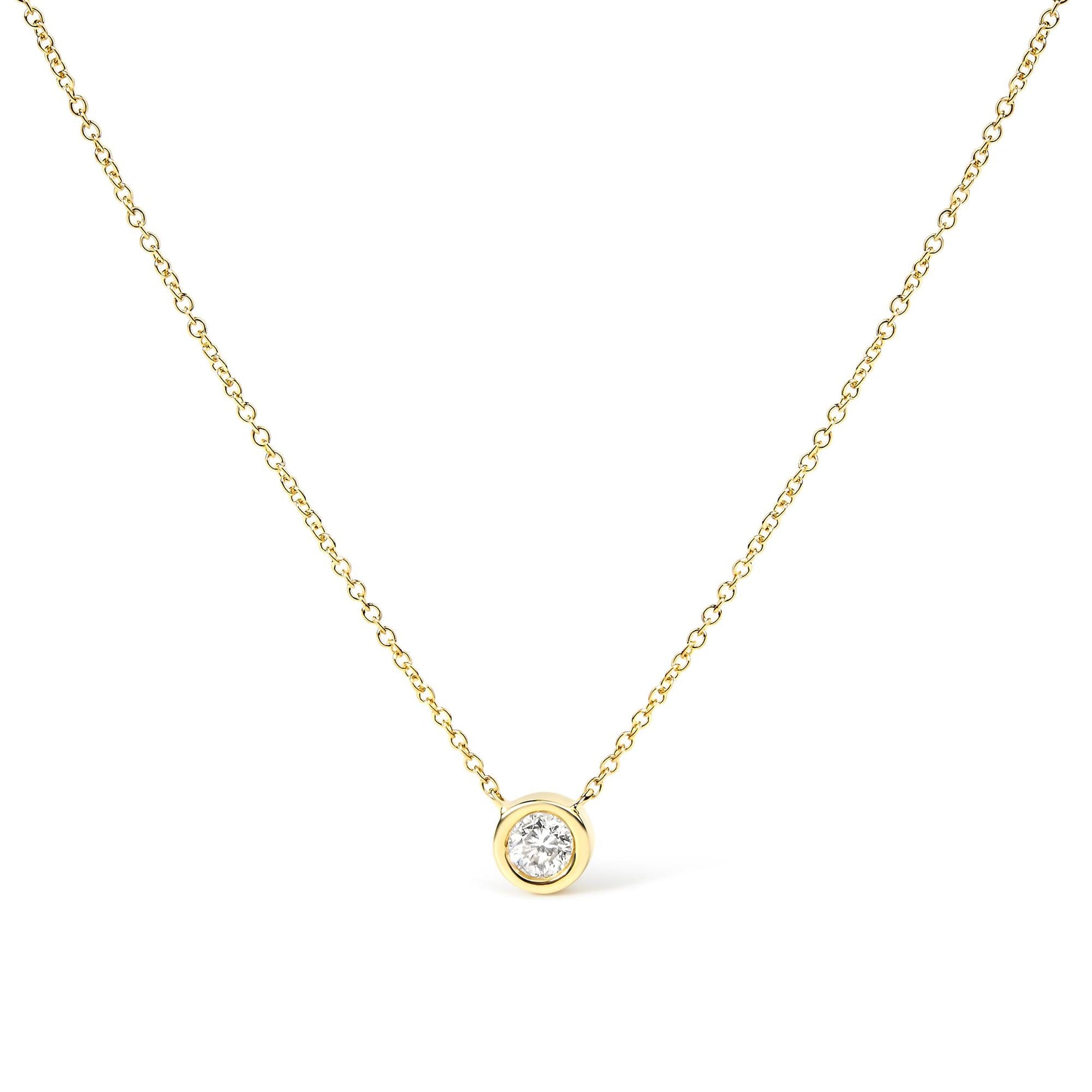 14K Gold Lab Grown Diamond Modern Bezel-Set Solitaire 16’’-18’’ Pendant