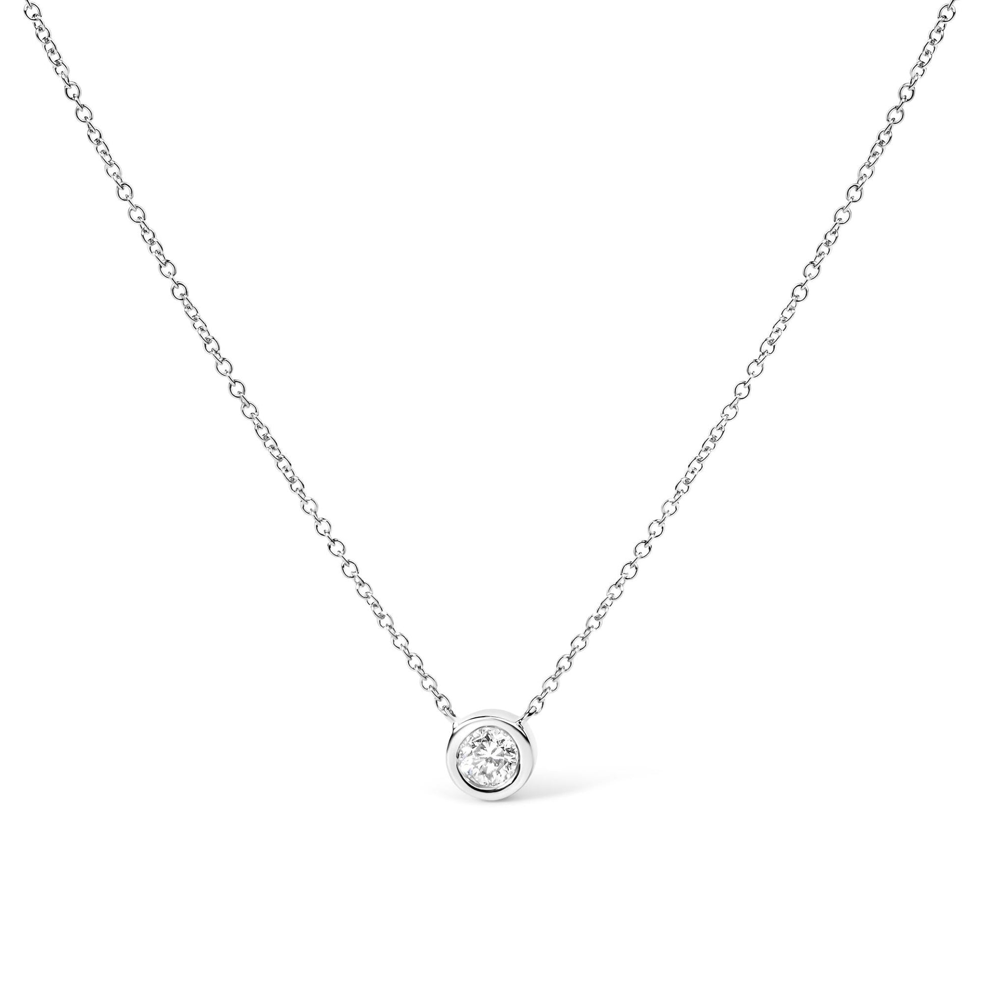 14K Gold Lab Grown Diamond Modern Bezel-Set Solitaire 16’’-18’’ Pendant