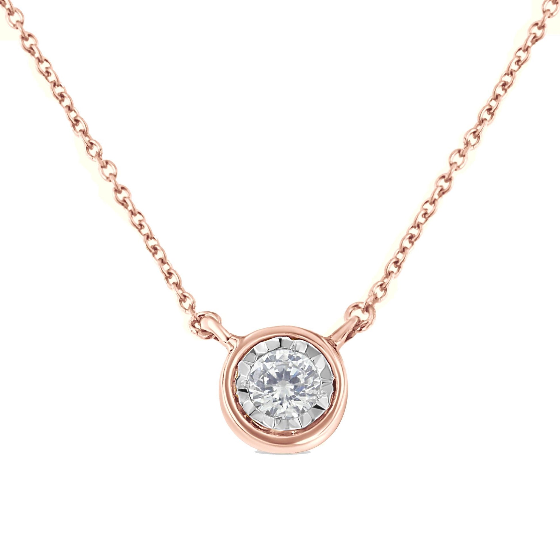 10K Gold Round Brilliant-Cut Diamond Modern Bezel-Set Solitaire Pendant