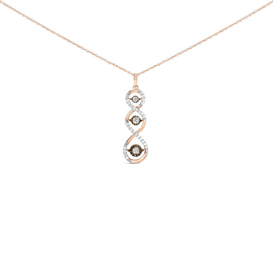 10K Two Toned Gold Plated .925 Sterling Silver 1/2 Cttw Round Diamond Twisted 18" Pendant Necklace (Champagne Color, I2-I3 Clarity)