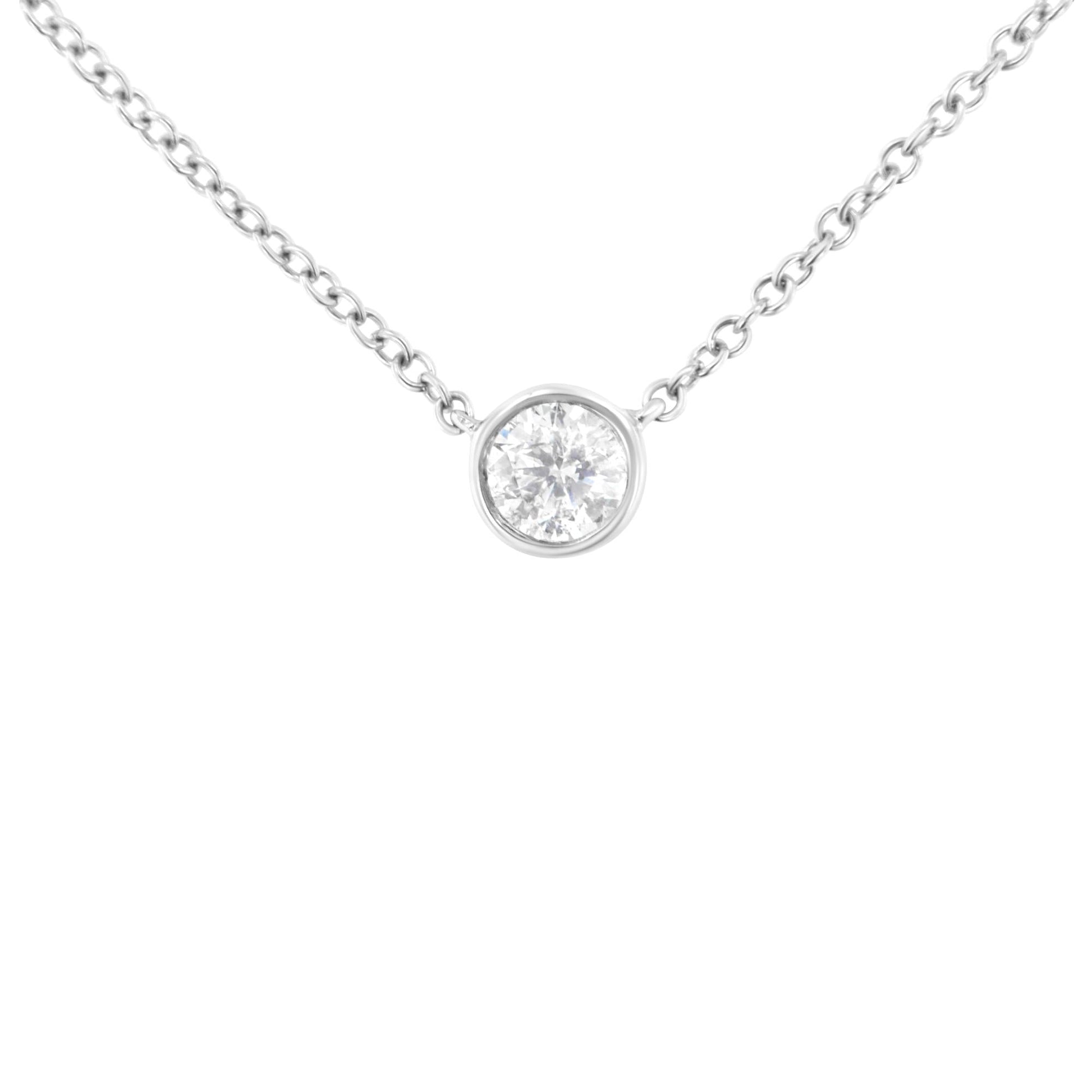 10K Gold 0.25 Carat Diamond Classic Bezel-Set Solitaire Pendant Necklace