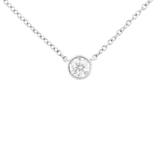 10K Gold 0.25 Carat Diamond Classic Bezel-Set Solitaire Pendant Necklace