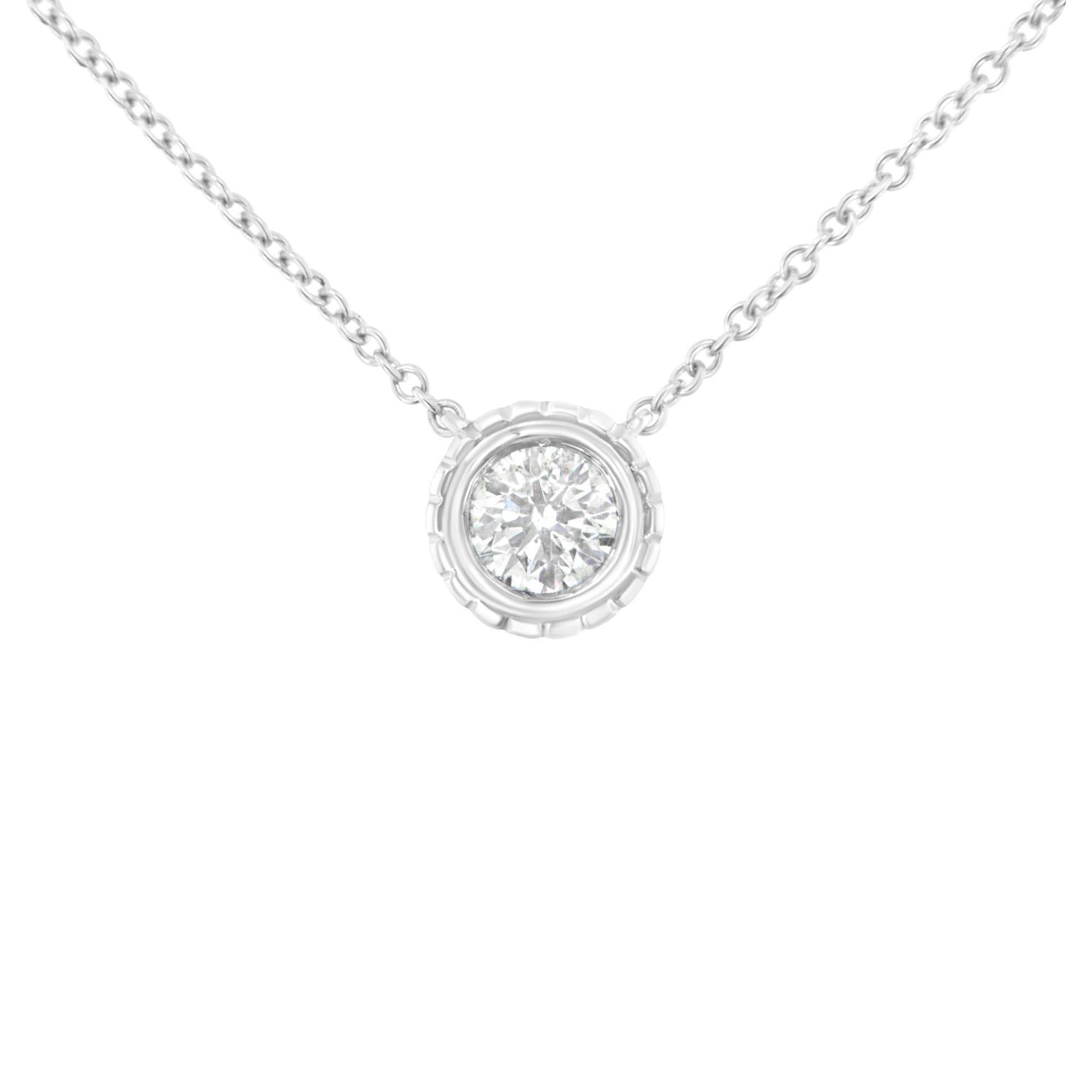 10K White Gold 1/4 Cttw Round-Cut Diamond Solitaire Chakra Style 18’’