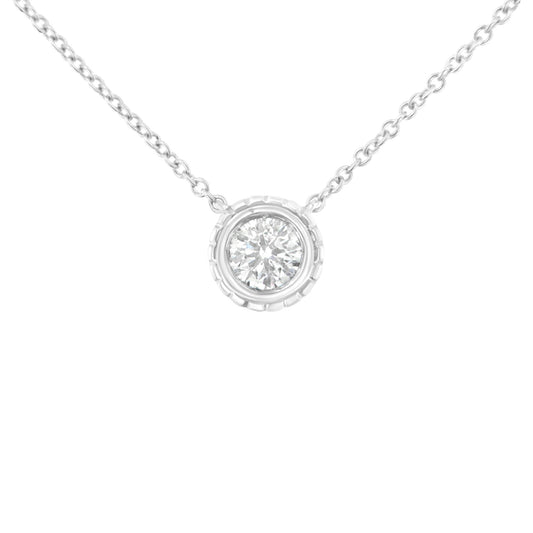 10K White Gold 1/4 Cttw Round-Cut Diamond Solitaire Chakra Style 18’’