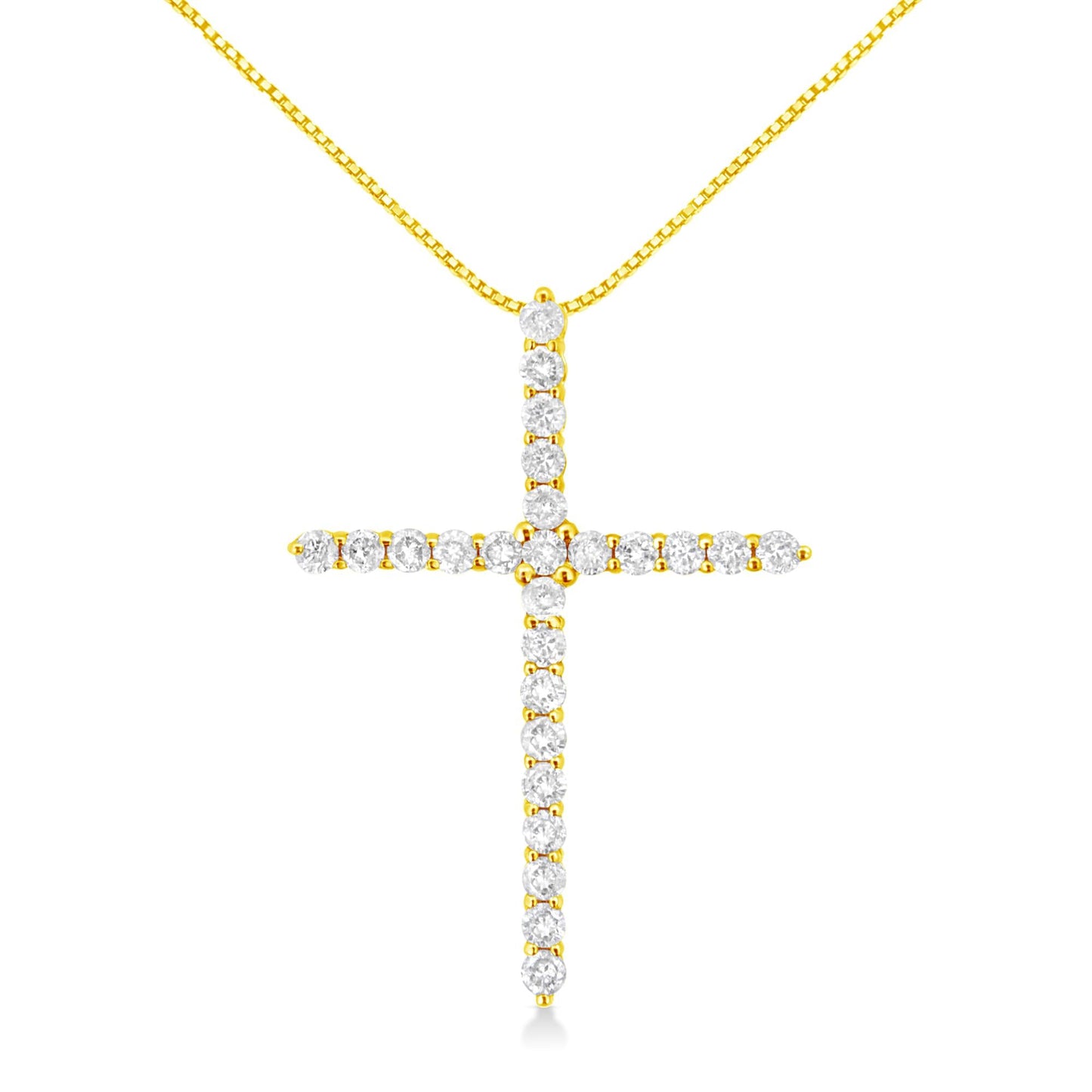 10K Yellow Gold Plated.925 Sterling Silver 2.0 Cttw Round Cut Diamond Cross