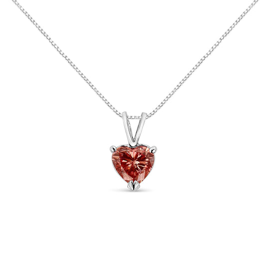 IGI Certified 14K White Gold Martini Set 1.00 Cttw Lab Grown Pink Heart Diamond